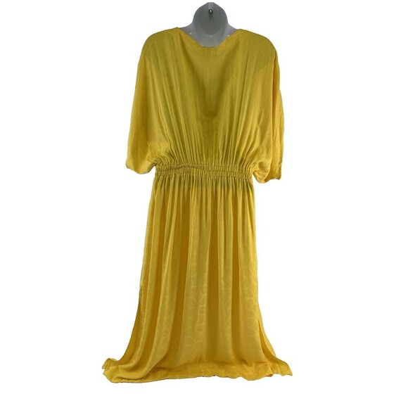 Cupshe Yellow Beach Cover Up Dress V-Neck Dolman Sleeve Side Slits Rayon Medium - Picture 7 of 16